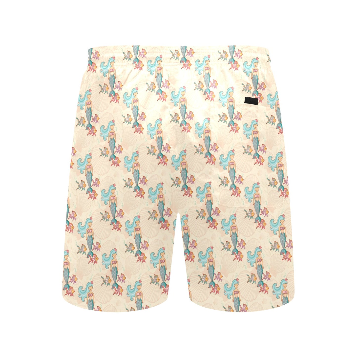 Mermaid Girl With Fish Design Print Men's Swim Trunks Beach Shorts