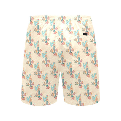 Mermaid Girl With Fish Design Print Men's Swim Trunks Beach Shorts