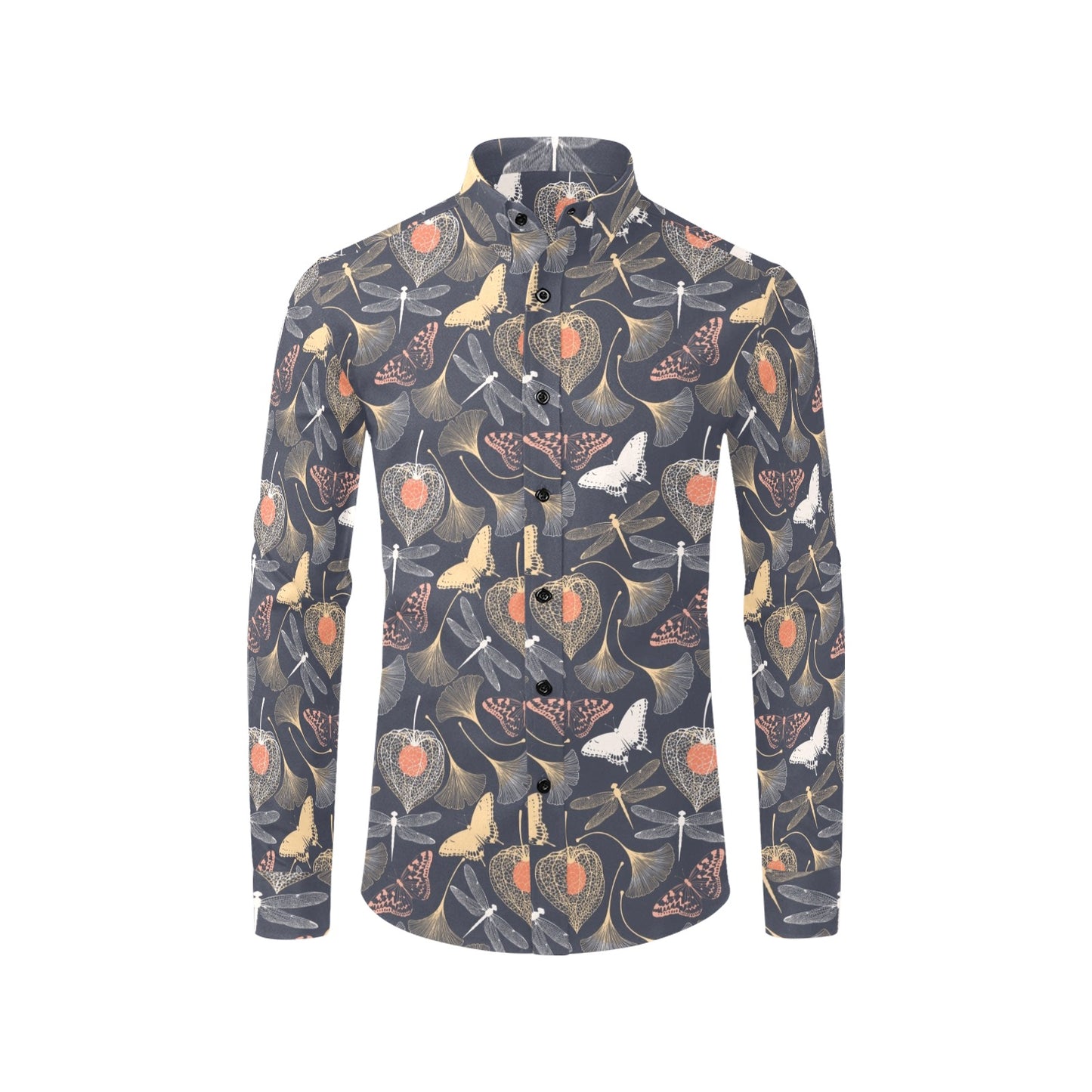 Dragonfly Print Design LKS404 Men's Long Sleeve Dress Shirt