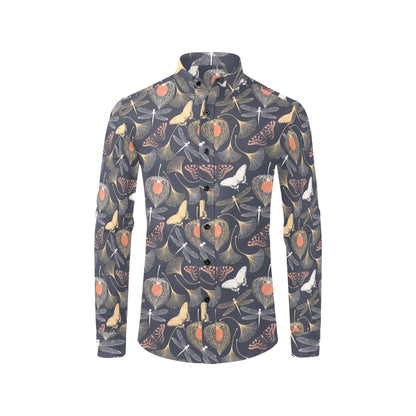 Dragonfly Print Design LKS404 Men's Long Sleeve Dress Shirt