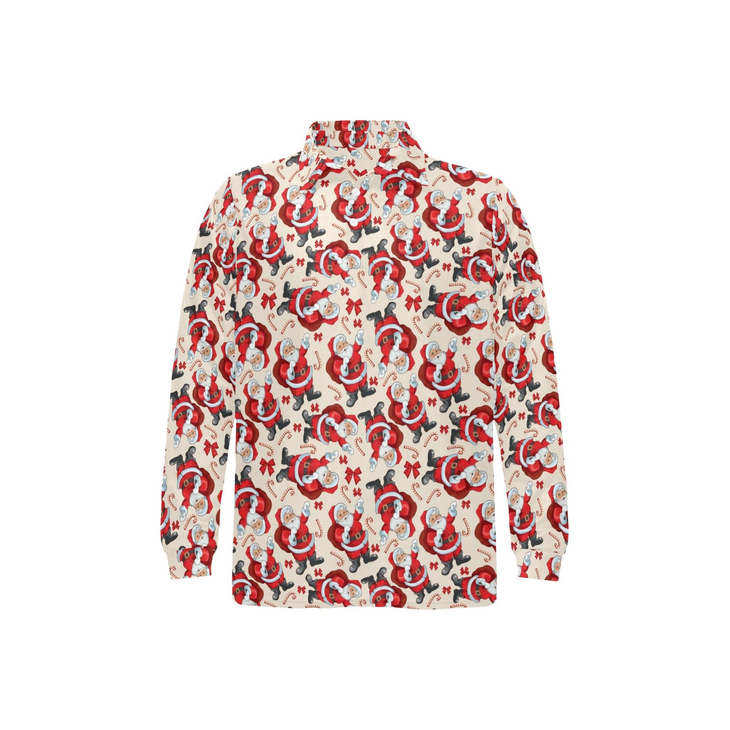 Santa Christmas Themed Print Design LKS302 Long Sleeve Polo Shirt For Men's