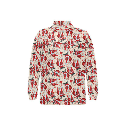 Santa Christmas Themed Print Design LKS302 Long Sleeve Polo Shirt For Men's