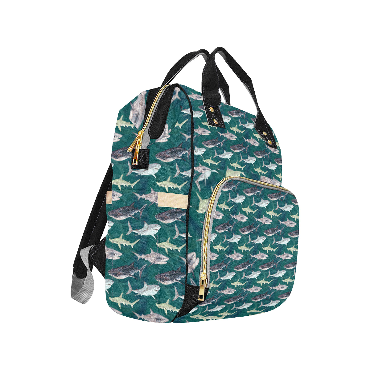 Shark Style Print Diaper Bag Backpack