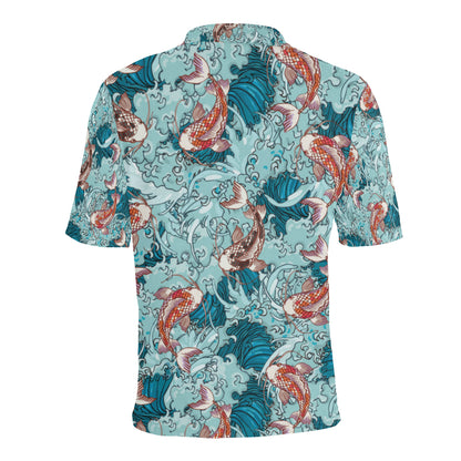 KOI Fish Pattern Print Design 05 Men Polo Shirt