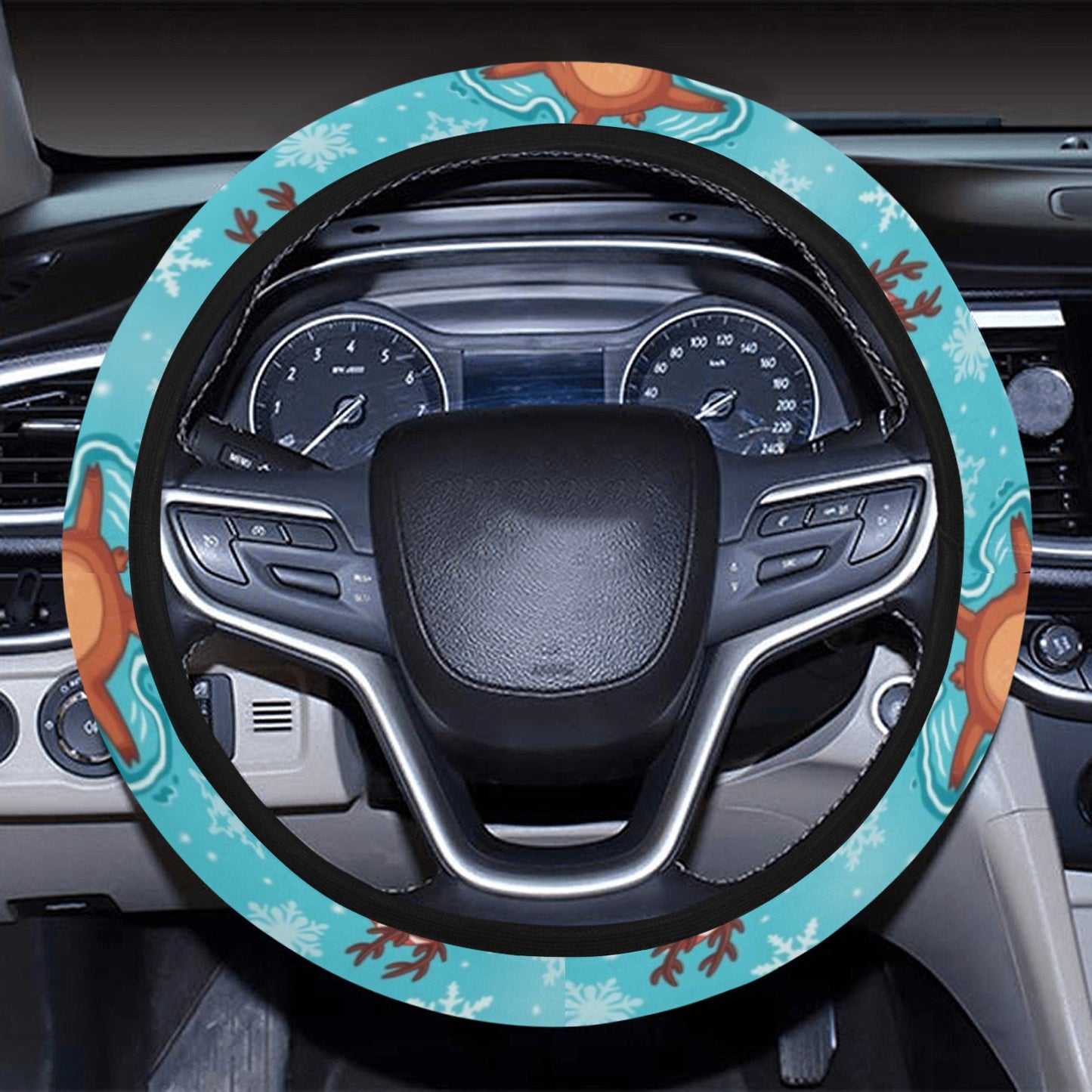 Reindeer Print Design LKS402 Steering Wheel Cover with Elastic Edge