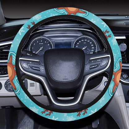 Reindeer Print Design LKS402 Steering Wheel Cover with Elastic Edge