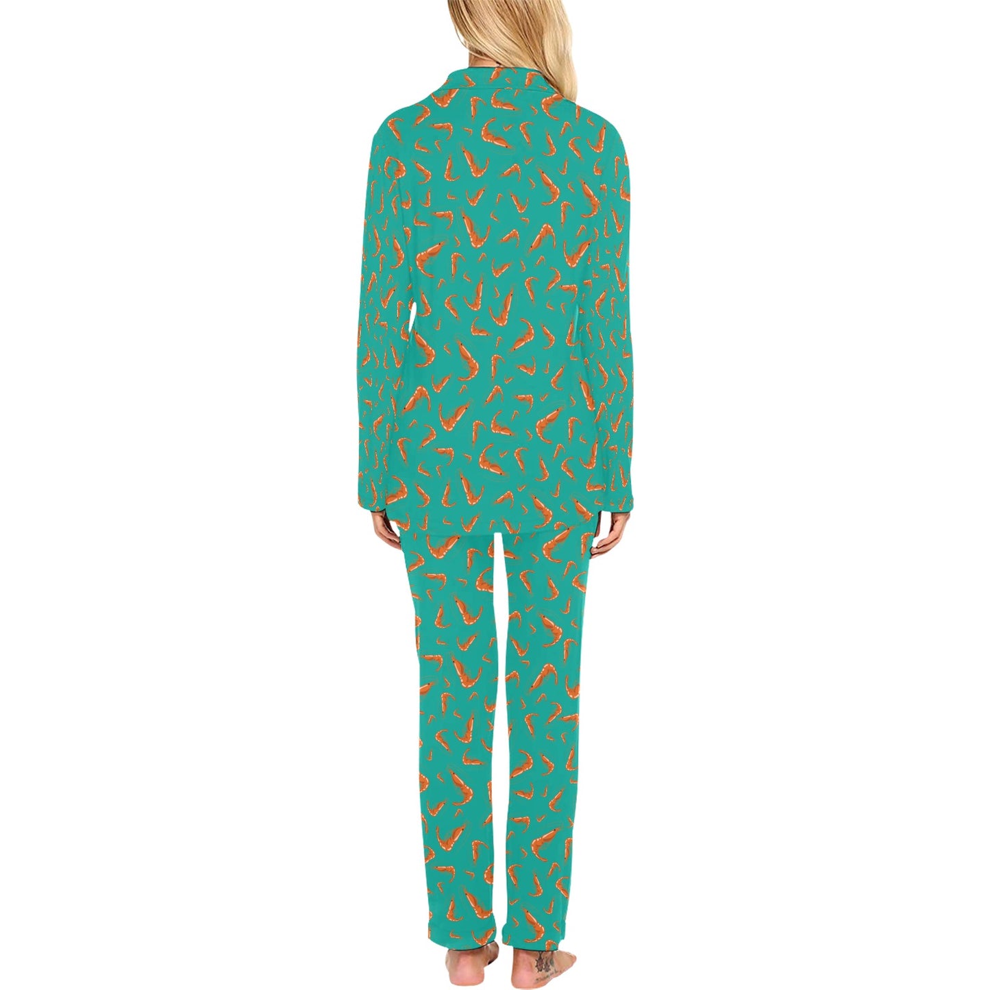 Shrimp Print Design LKS301 Women's Long Pajama Set