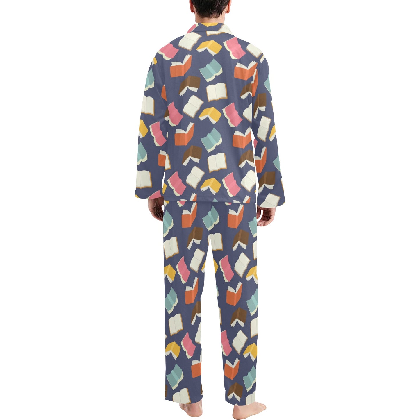Book Pattern Print Design 01 Men's Long Pajama Set