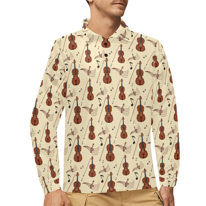Cello Print Design LKS402 Long Sleeve Polo Shirt For Men's