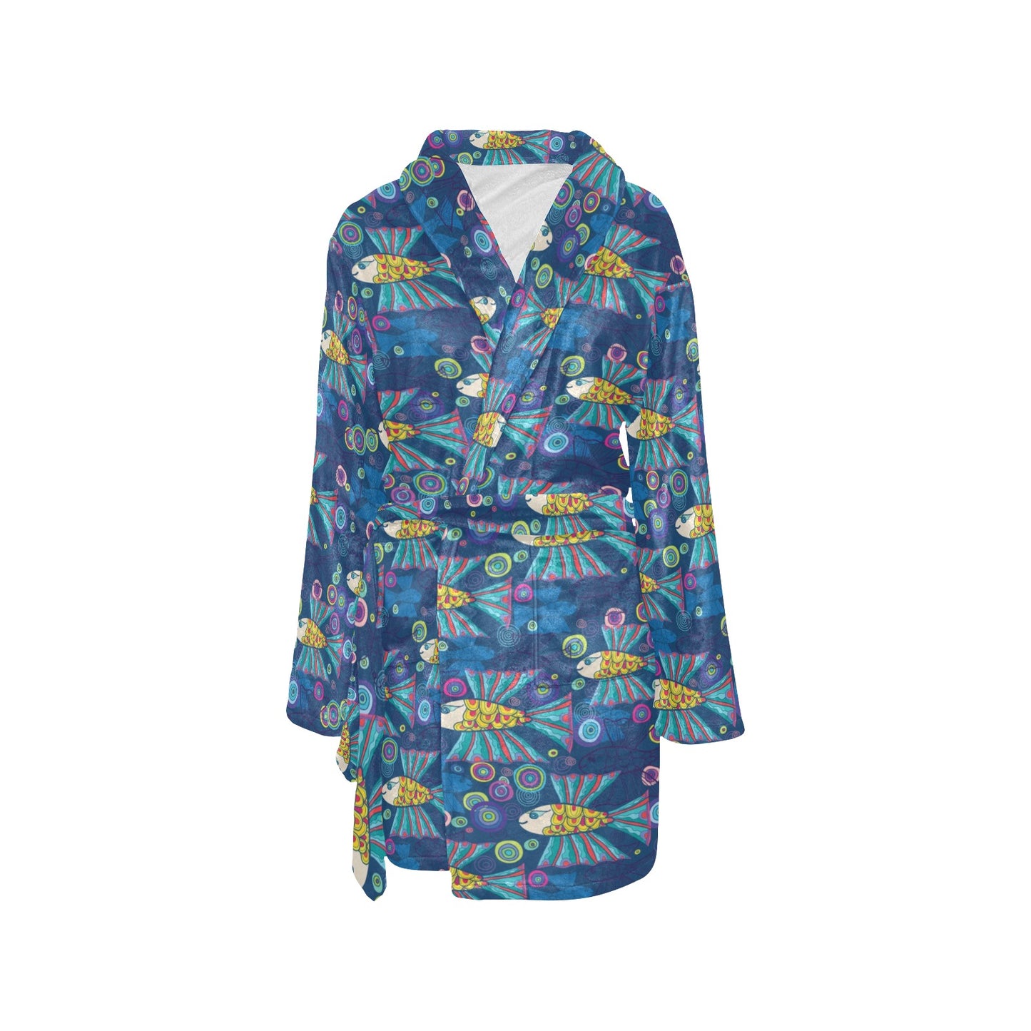 Flying Fish Pattern Print Design 01 Women's Fleece Robe