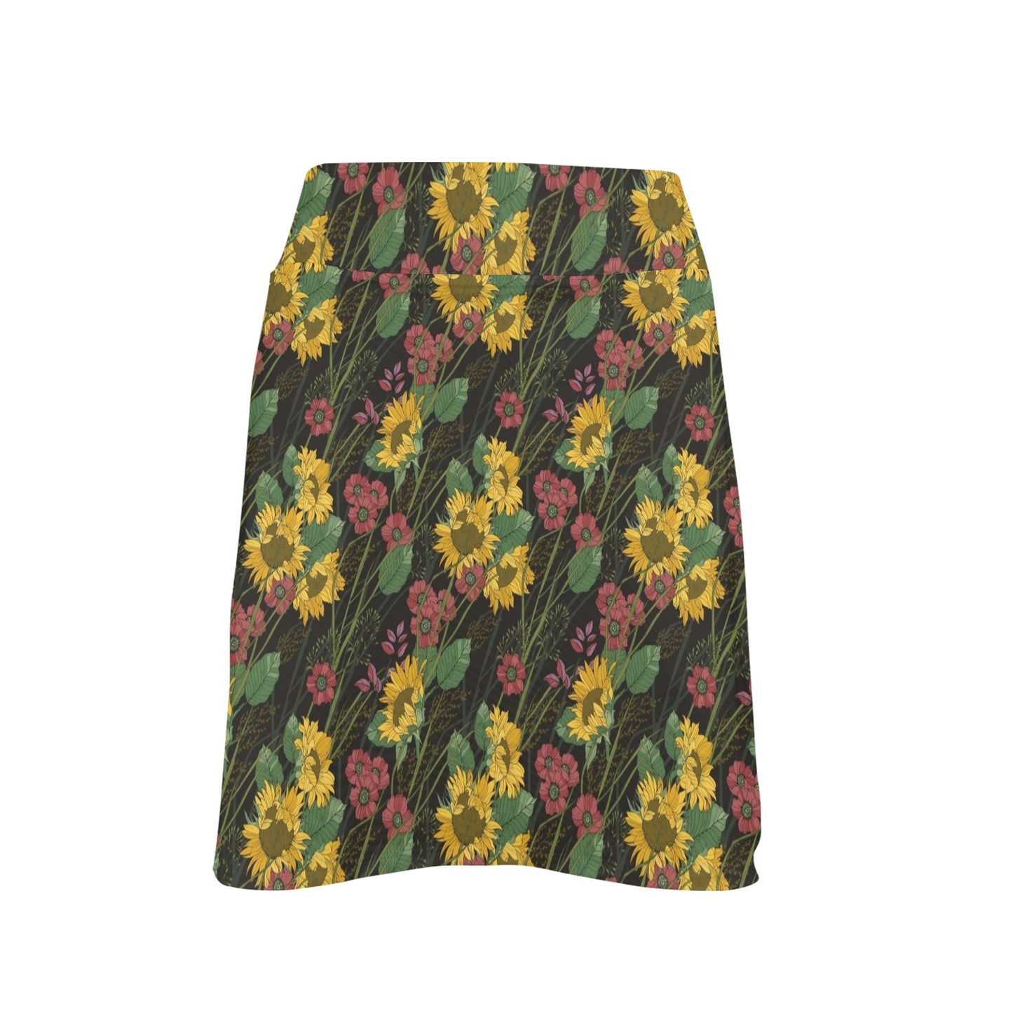 Sunflower Print Design LKS303 17" Golf & Pickleball Skort with Pockets