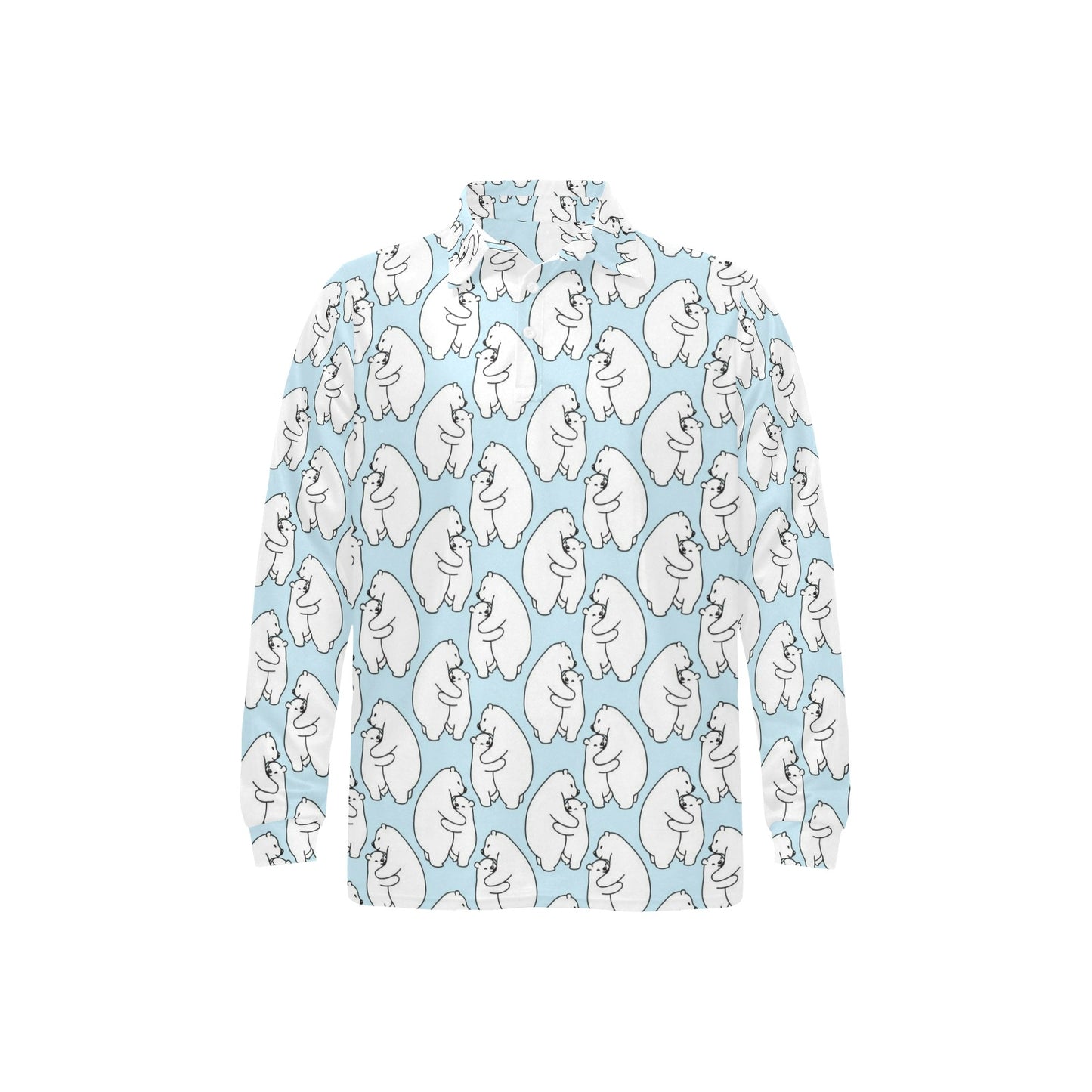 Polar Bear Pattern Print Design PB08 Long Sleeve Polo Shirt For Men's