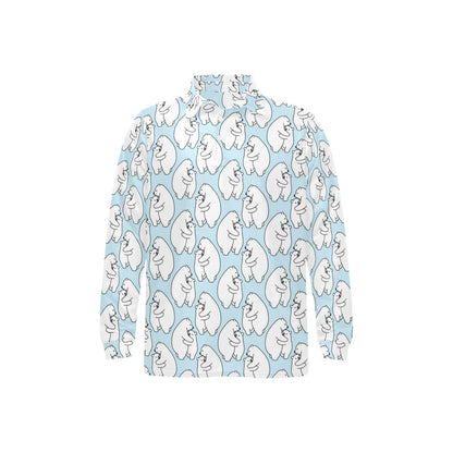 Polar Bear Pattern Print Design PB08 Long Sleeve Polo Shirt For Men's