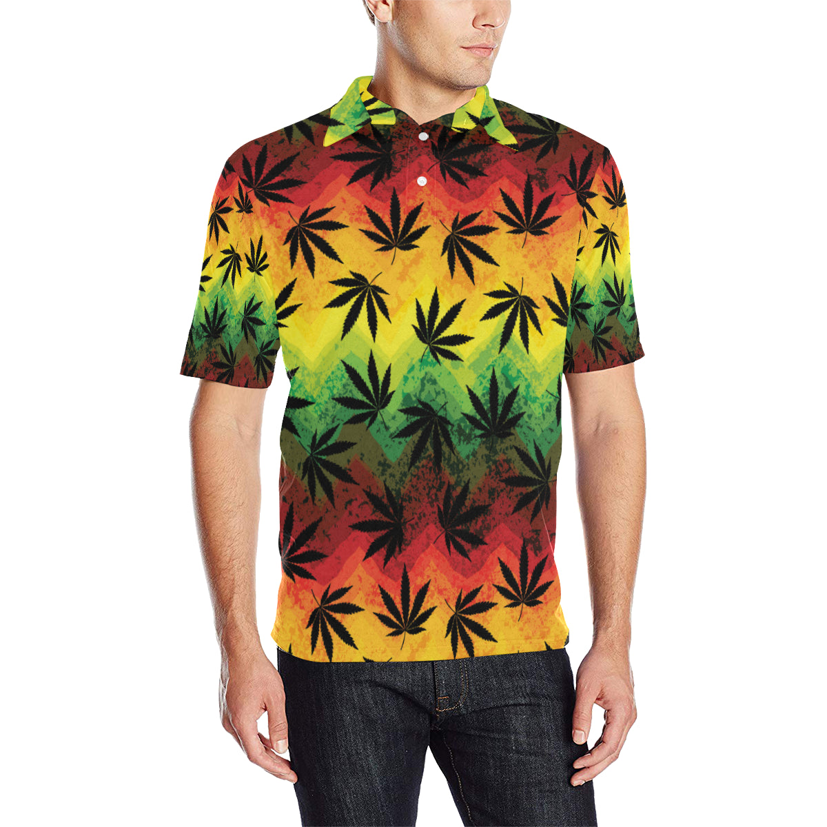 Rasta Pattern Print Design A02 Men Polo Shirt