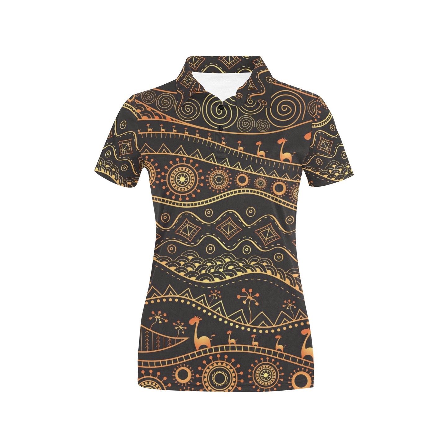 Gold African Design Women's Polo Shirt