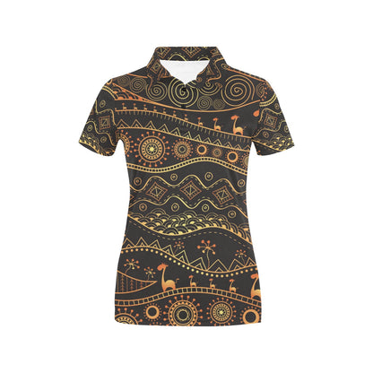 Gold African Design Women's Polo Shirt