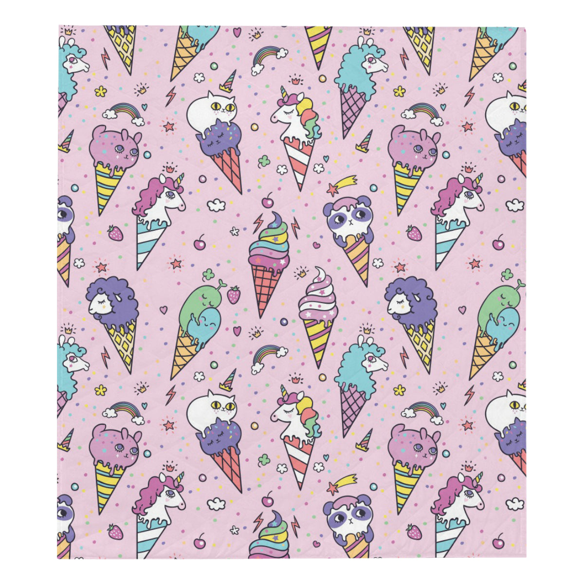 Ice Cream Pattern Print Design IC05 Premium Quilt