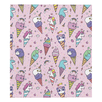 Ice Cream Pattern Print Design IC05 Premium Quilt