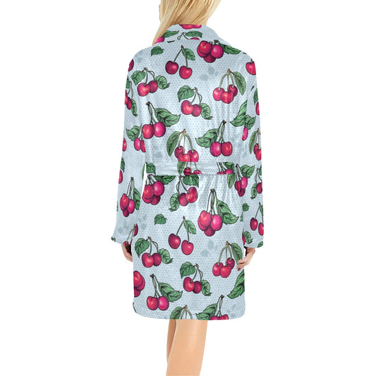 Cherry Pattern Print Design CH01 Women's Fleece Robe