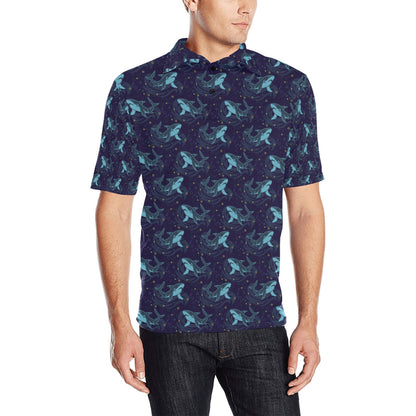Shark Print Design LKS306 Men Polo Shirt