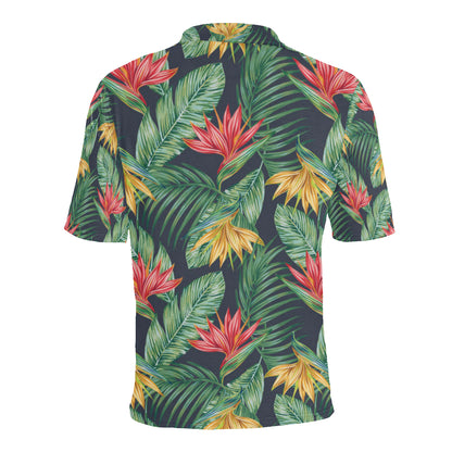 Bird Of Paradise Pattern Print Design BOP09 Men Polo Shirt