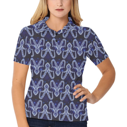 Capricorn Zodiac Pattern Print Design 03 Women's Polo Shirt