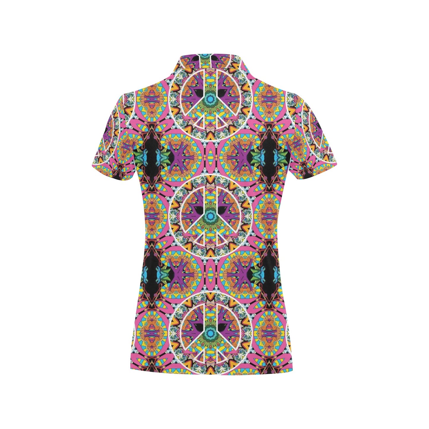 Peace Sign Pattern Print Design A03 Women's Polo Shirt
