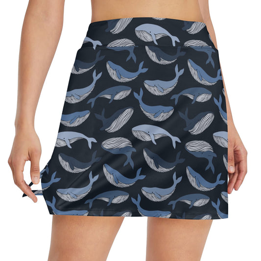 Whale Print Design LKS301 17" Golf & Pickleball Skort with Pockets