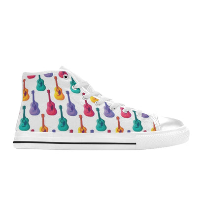 Acoustic Guitar Print Design LKS406 Men's High Top Canvas Shoes