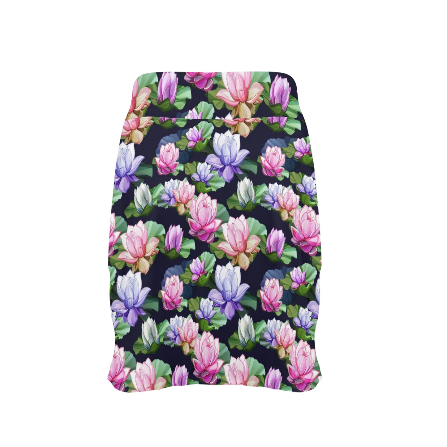 Lotus Flower Print Design 17" Golf & Pickleball Skort with Pockets
