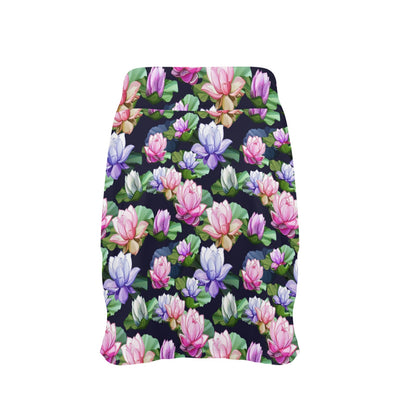 Lotus Flower Print Design 17" Golf & Pickleball Skort with Pockets