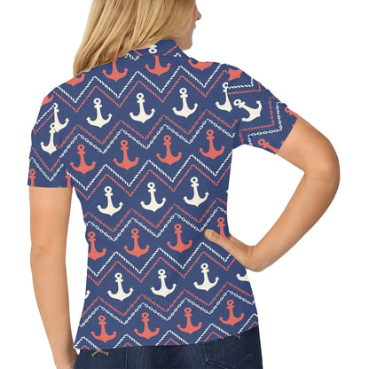 Anchor Pattern Print Design 07 Women's Polo Shirt
