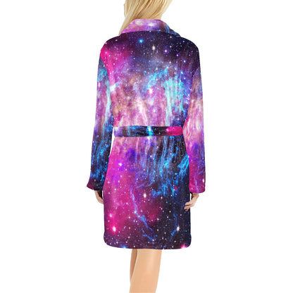 Galaxy Night Purple Space Print Women's Fleece Robe