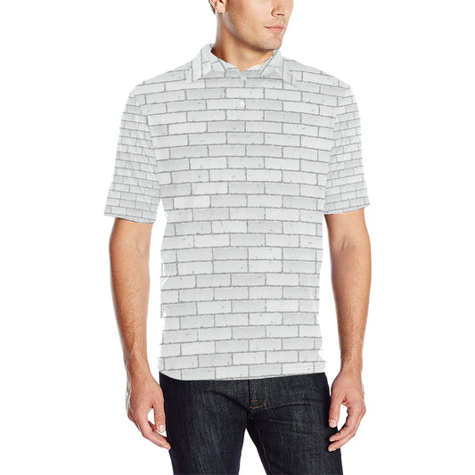 Brick White Pattern Print Design 03 Men Polo Shirt
