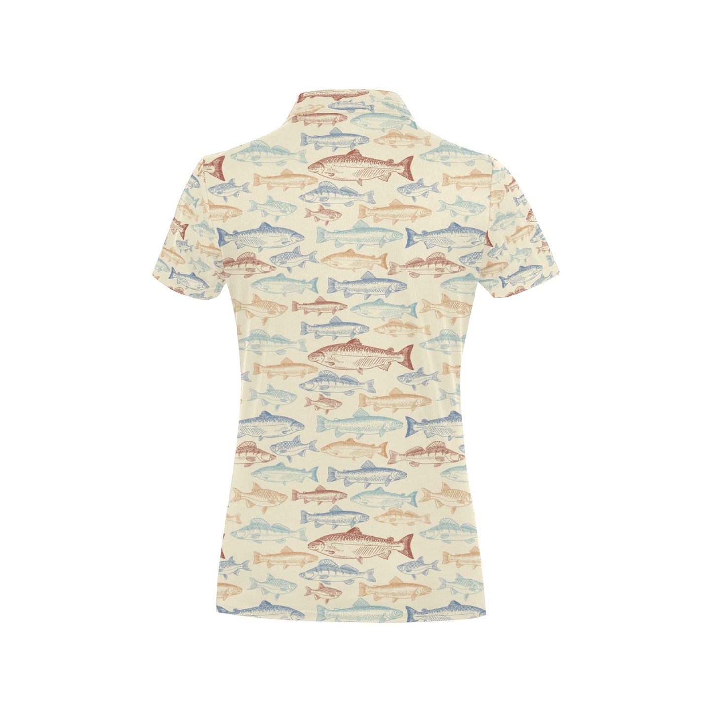 Salmon Fish Print Design LKS302 Women's Polo Shirt
