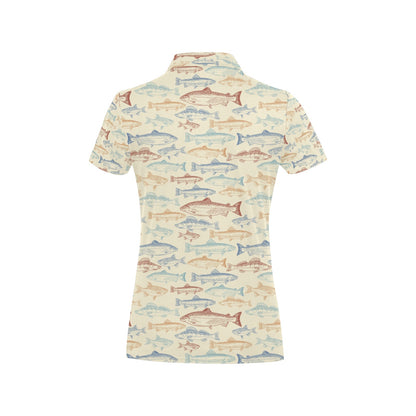 Salmon Fish Print Design LKS302 Women's Polo Shirt