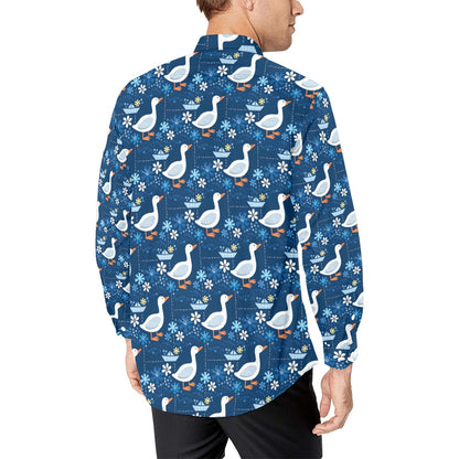 Goose Print Design LKS405 Men's Long Sleeve Dress Shirt