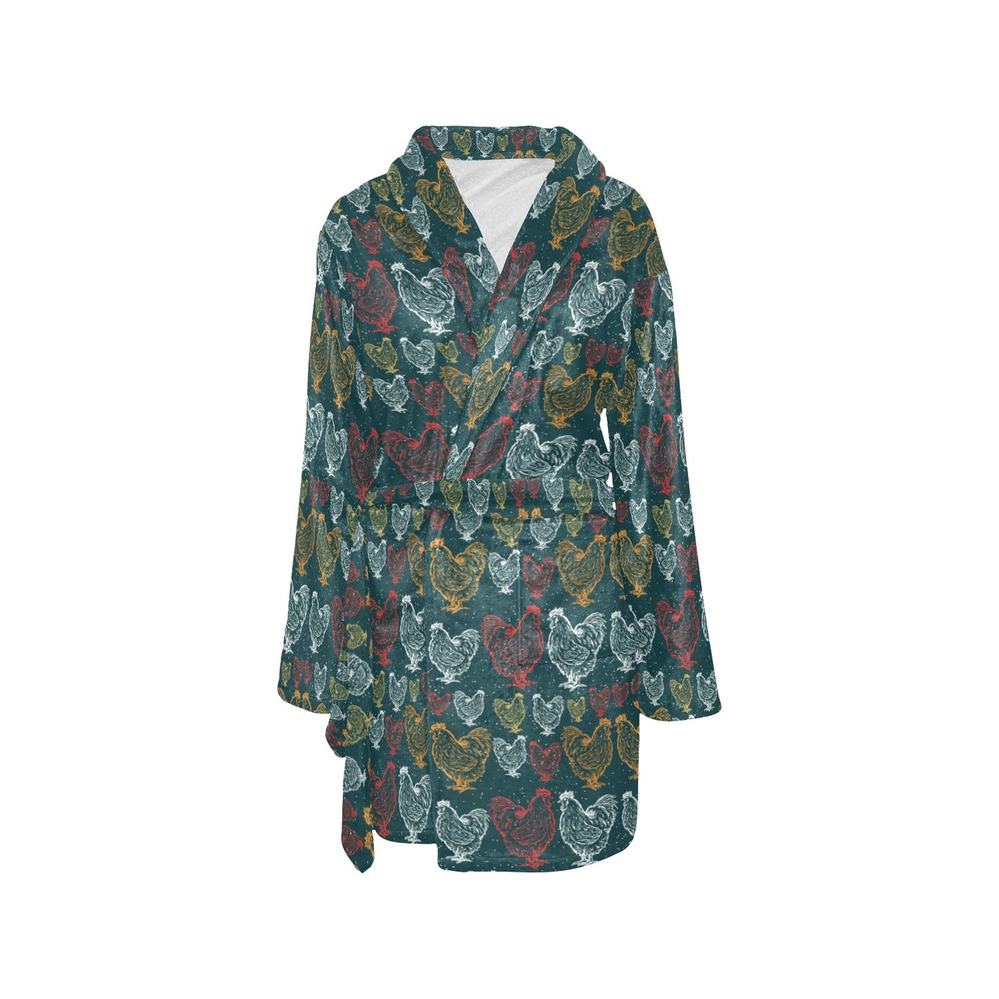 Rooster Hand Draw Design Women's Fleece Robe