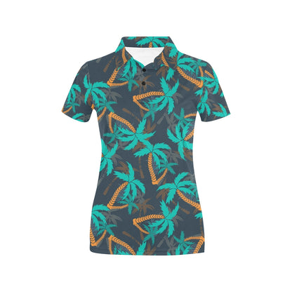 Palm Tree Pattern Print Design PT01 Women's Polo Shirt