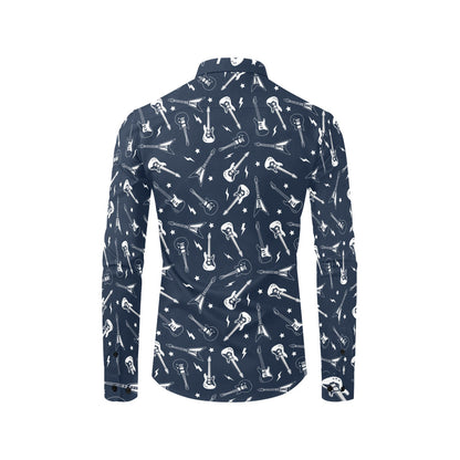 Electric Guitar Print Design LKS402 Men's Long Sleeve Dress Shirt