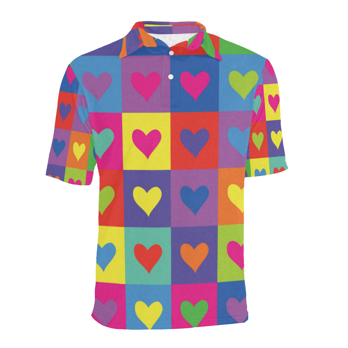 Pop Art Heart Pattern Print Design A01 Men Polo Shirt
