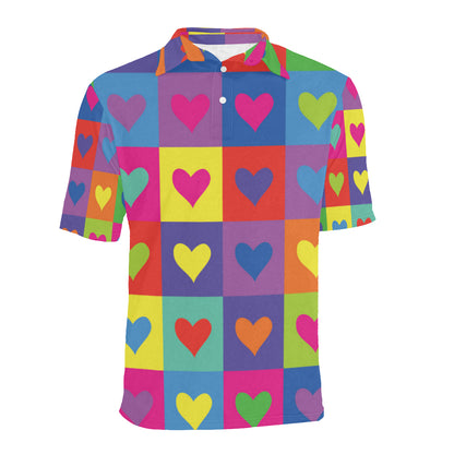 Pop Art Heart Pattern Print Design A01 Men Polo Shirt