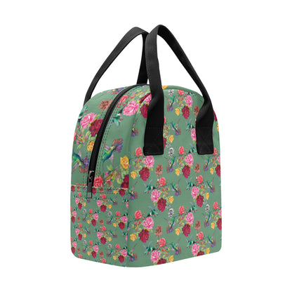 Hummingbird with Rose Themed Print Insulated Lunch Bag