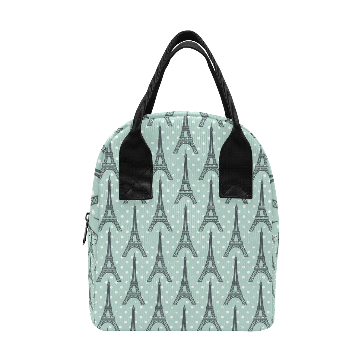 Eiffel Tower Polka Dot Print Insulated Lunch Bag