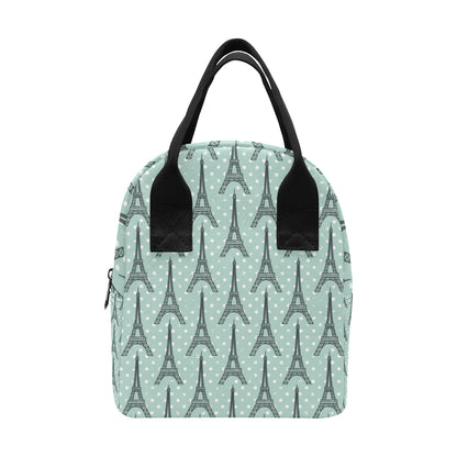 Eiffel Tower Polka Dot Print Insulated Lunch Bag