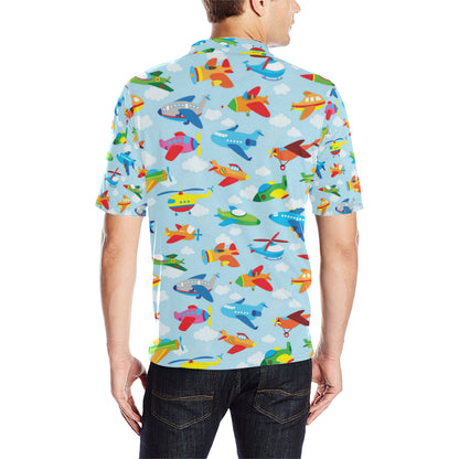 Airplane Colorful Pattern Print Design 01 Men Polo Shirt