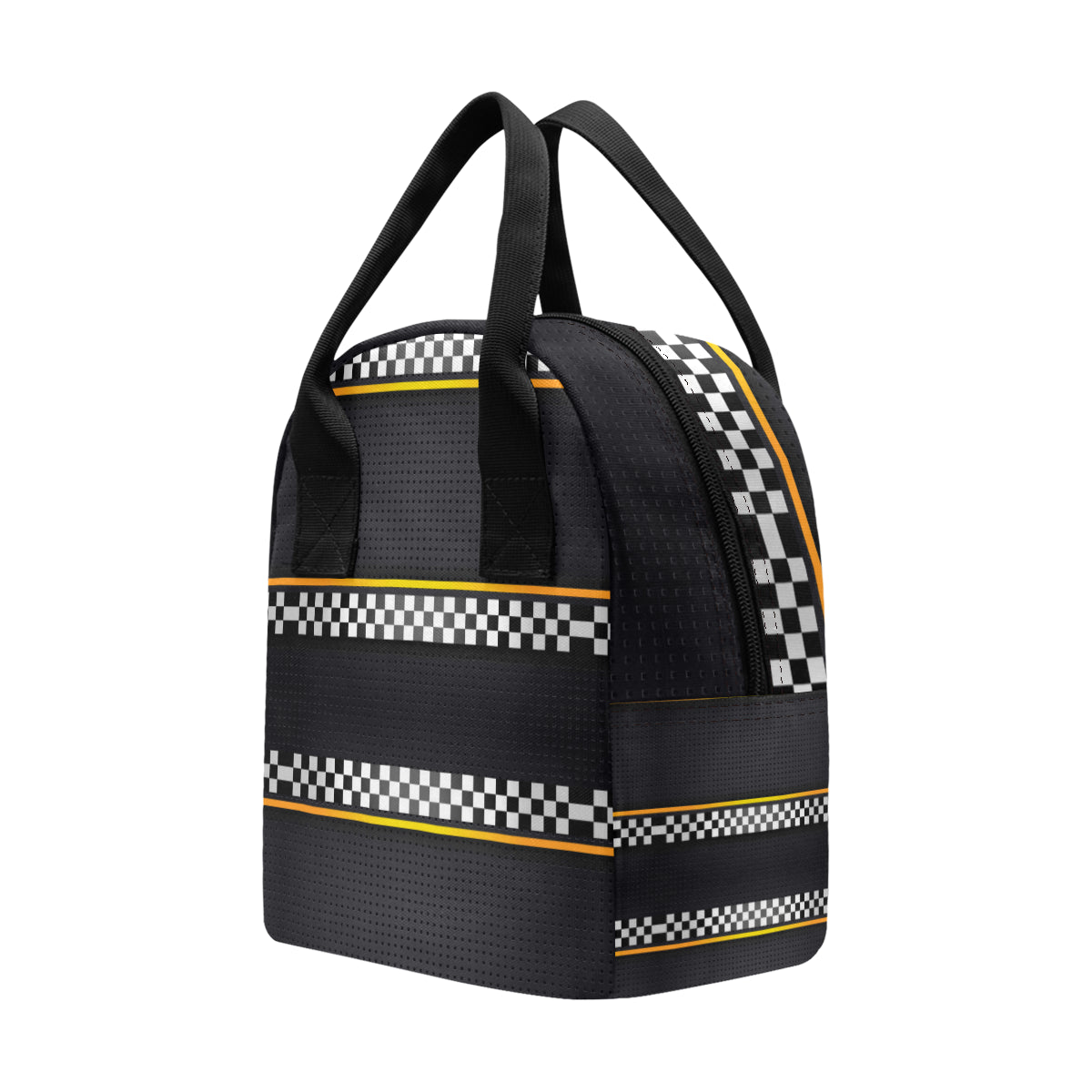 Checkered Flag Yellow Line Style Insulated Lunch Bag