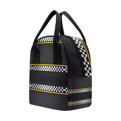 Checkered Flag Yellow Line Style Insulated Lunch Bag