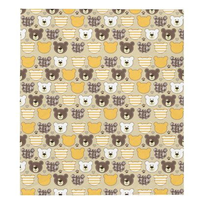 Bear PatchworkPattern Print Design 01 Premium Quilt