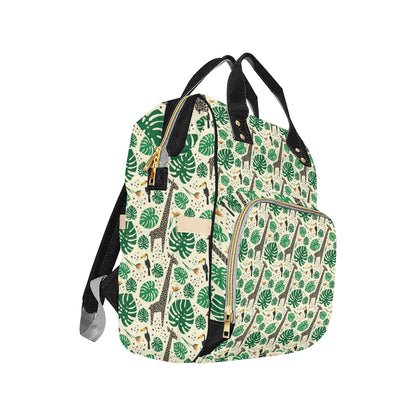 Rainforest Giraffe Pattern Print Design A02 Diaper Bag Backpack